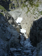 大滝手前の雪渓